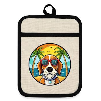 Bracco Italiano Chien Race Dessin Animé Lunettes De Soleil Plage - Maniques avec dos en caoutchouc - lin/noir  - Devant