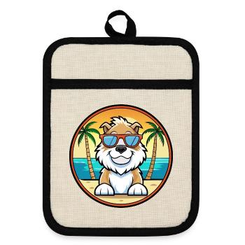 Cumberland Chien de berger Race Cartoon Lunettes de soleil Beach - Maniques avec dos en caoutchouc - lin/noir  - Devant