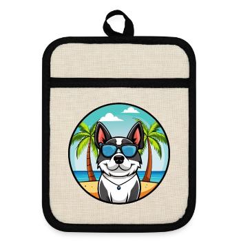 Cierny Sery Dog Breed Cartoon Sunglasses Beach - Pot holders with rubber back - linen/black  - Front