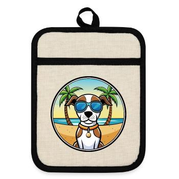 Burgos Pointer Dog Breed Cartoon Sunglasses Beach - Pot holders with rubber back - linen/black  - Front