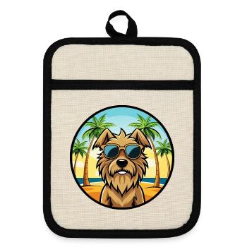 Briard Dog Breed Cartoon Sunglasses Beach - Pot holders with rubber back - linen/black  - Front