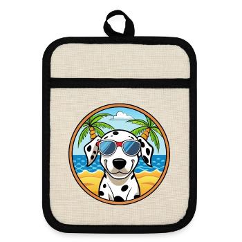 Dalmatiner Hund Rasse Cartoon Sonnenbrille Strand - Topflappen mit Gummirückseite - Leinen/Schwarz  - Vorne