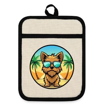 Brüsseler Griffon Hunderasse Cartoon Sonnenbrille Strand - Topflappen mit Gummirückseite - Leinen/Schwarz  - Vorne