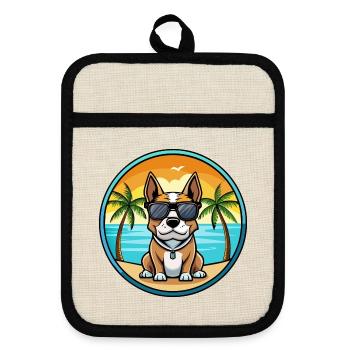 Braque Auvergne Hunderasse Cartoon Sonnenbrille Strand - Topflappen mit Gummirückseite - Leinen/Schwarz  - Vorne