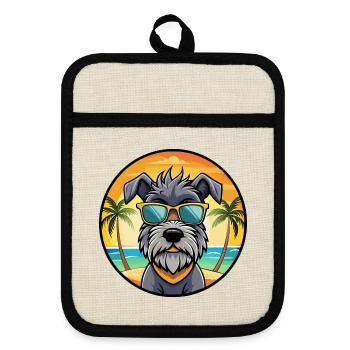 Bouvier Des Ardennes Hunderasse Cartoon Sonnenbrille - Topflappen mit Gummirückseite - Leinen/Schwarz  - Vorne