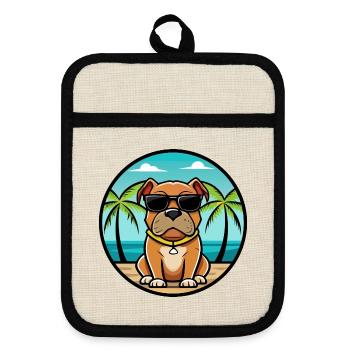 Boerboel Hunderasse Cartoon Sonnenbrille Strand - Topflappen mit Gummirückseite - Leinen/Schwarz  - Vorne