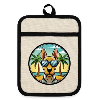 Belgian Pointer Dog Breed Cartoon Sunglasses Beach - Pot holders with rubber back - linen/black  - Front