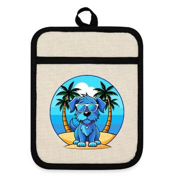 Blaue Picardie Spaniel Hund Rasse Cartoon Sonnenbrille - Topflappen mit Gummirückseite - Leinen/Schwarz  - Vorne