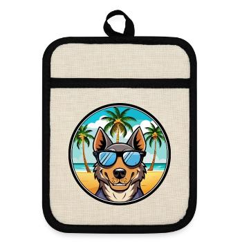 Beauceron Hunderasse Cartoon Sonnenbrille Strand - Topflappen mit Gummirückseite - Leinen/Schwarz  - Vorne