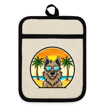 Lunettes de soleil belges Groenendael Dog Breed Cartoon - Maniques avec dos en caoutchouc - lin/noir  - Devant