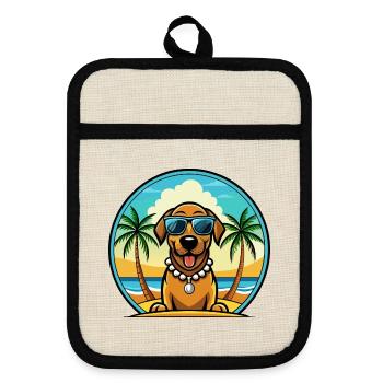 Chien de montagne bavarois race de chien de dessin animé plage - Maniques avec dos en caoutchouc - lin/noir  - Devant