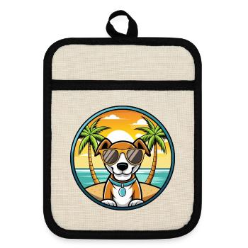 Ariege Pointer Hund Rasse Cartoon Sonnenbrille Strand - Topflappen mit Gummirückseite - Leinen/Schwarz  - Vorne