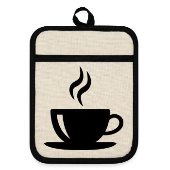 Kaffeetasse - Topflappen mit Gummirückseite - Leinen/Schwarz  - Vorne