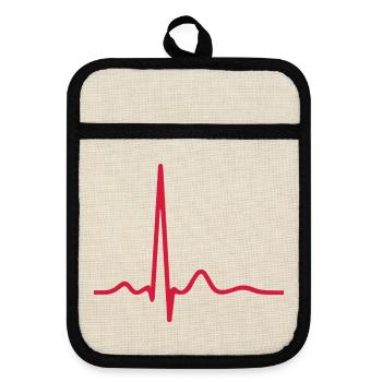 Herzschlag-EKG-Linie Medizinischer Pulswellen-Ikon-Vektor - Topflappen mit Gummirückseite - Leinen/Schwarz  - Vorne