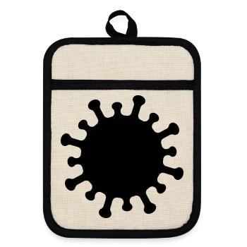 Corona-Virus-Symbol - Topflappen mit Gummirückseite - Leinen/Schwarz  - Vorne