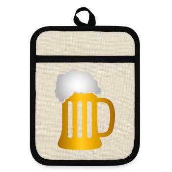 Golden Beer Krug Silhouette - Topflappen mit Gummirückseite - Leinen/Schwarz  - Vorne