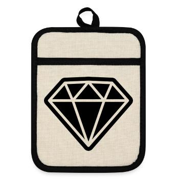 Diamant-Symbol - Topflappen mit Gummirückseite - Leinen/Schwarz  - Vorne