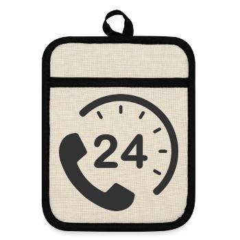 24/7 h Service - Topflappen mit Gummirückseite - Leinen/Schwarz  - Vorne