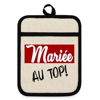 MARIEE. FUTURE MARIEE. EVJF - Maniques avec dos en caoutchouc - lin/noir  - Devant