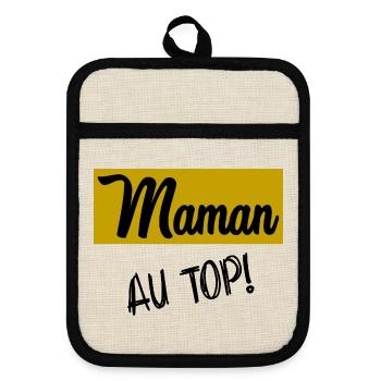 GRANNY. MOTHER'S DAY - Pot holders with rubber back - linen/black  - Front