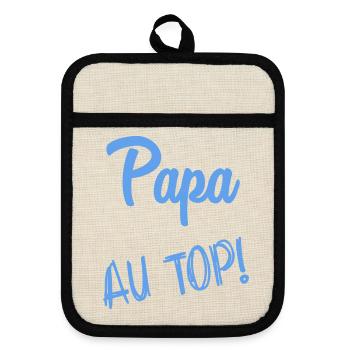 FROHER VATERTAG. PAPA. VATERTAG - Topflappen mit Gummirückseite - Leinen/Schwarz  - Vorne
