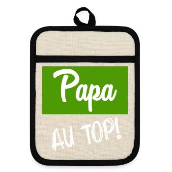 BONNE FÊTE PAPA. PAPA. FÊTE DES PÈRES. PÈRE - Maniques avec dos en caoutchouc - lin/noir  - Devant
