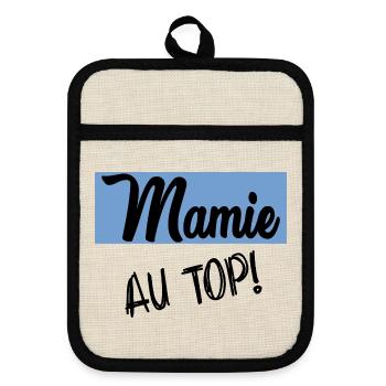 OMA. MUTTERTAG. ALLES GUTE ZUM GEBURTSTAG OMA. ICH LIEBE DICH - Topflappen mit Gummirückseite - Leinen/Schwarz  - Vorne