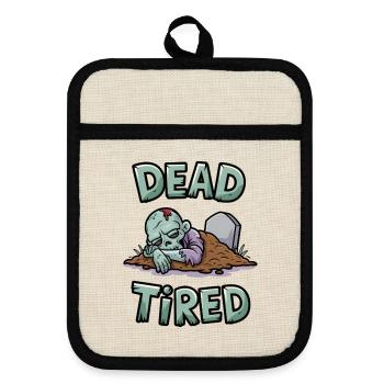 Dead Tired - Pot holders with rubber back - linen/black  - Front