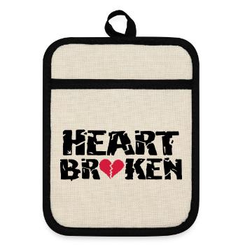 Heart <3Broken - Pot holders with rubber back - linen/black  - Front