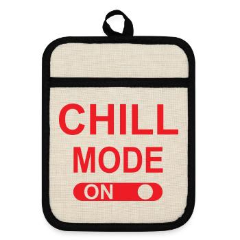 Chill-Modus EIN - Topflappen mit Gummirückseite - Leinen/Schwarz  - Vorne