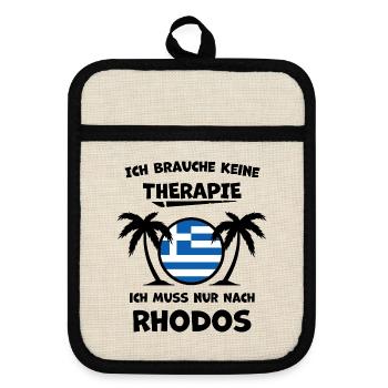 Rhodos Griechenland – Urlaub & Erinnerungen - Topflappen mit Gummirückseite - Leinen/Schwarz  - Vorne