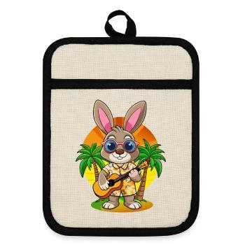 Lunettes de soleil de plage d’été de lapin drôle hawaïenne - Maniques avec dos en caoutchouc - lin/noir  - Devant