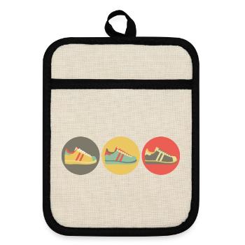 Sneakers retro - Pot holders with rubber back - linen/black  - Front