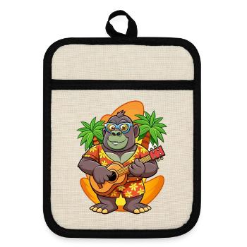 Funny Gorilla Summer Beach Sunglasses Hawaiian - Pot holders with rubber back - linen/black  - Front