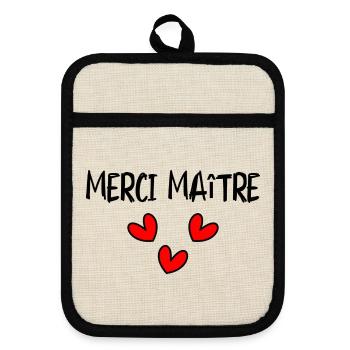 MASTER. MASTER. THANK YOU. THANK YOU, MASTER. MASTER - Pot holders with rubber back - linen/black  - Front