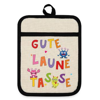 good mood Mug - Pot holders with rubber back - linen/black  - Front