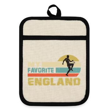 England Fußball Fussball Soccer 2022 - Topflappen mit Gummirückseite - Leinen/Schwarz  - Vorne