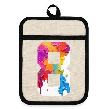 COLORED NUMBER 8 COLORFUL 8TH BIRTHDAY - Pot holders with rubber back - linen/black  - Front
