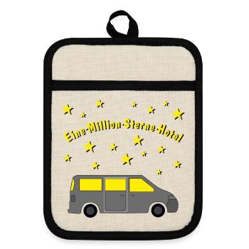 eine million sterne hotel campingbus - Topflappen mit Gummirückseite - Leinen/Schwarz  - Vorne