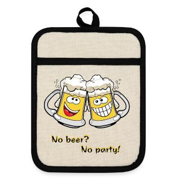 Beer mugs - Pot holders with rubber back - linen/black  - Front