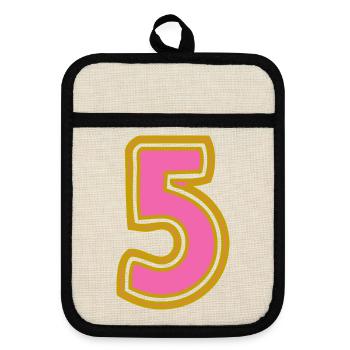 5. 5 YEARS. 5th ANNIVERSARY. 5 YEAR ANNIVERSARY - Pot holders with rubber back - linen/black  - Front