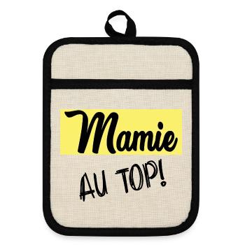 BONNE FÊTE MAMIE - Maniques avec dos en caoutchouc - lin/noir  - Devant