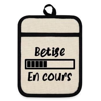 Bêtise en cours - Maniques avec dos en caoutchouc - lin/noir  - Devant