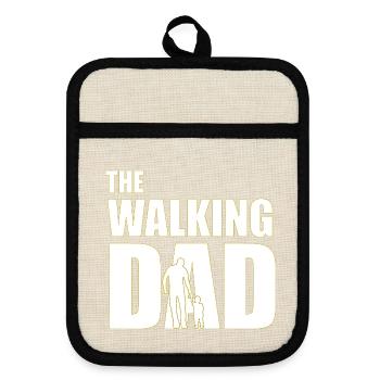 Der wandelnde Vater (weiß) Umriss - Topflappen mit Gummirückseite - Leinen/Schwarz  - Vorne