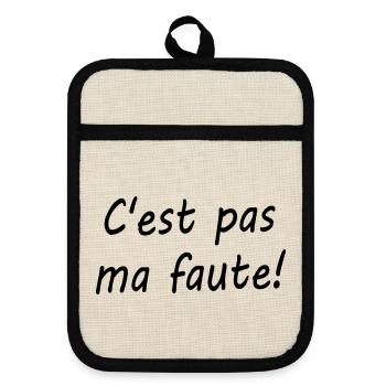 C'est pas ma faute ! - Maniques avec dos en caoutchouc - lin/noir  - Devant