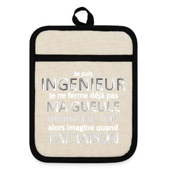 Je suis ingénieur - Maniques avec dos en caoutchouc - lin/noir  - Devant