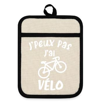 Je peux pas j'ai Vélo - Maniques avec dos en caoutchouc - lin/noir  - Devant