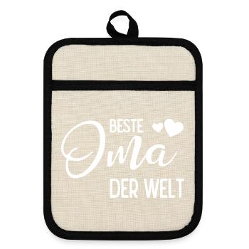 Beste Oma der Welt - Topflappen mit Gummirückseite - Leinen/Schwarz  - Vorne