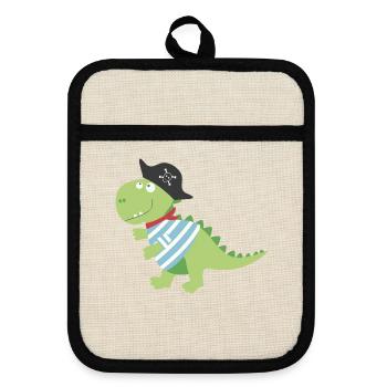 Dino Pirate Pirate Costume Halloween Carnival Boys - Pot holders with rubber back - linen/black  - Front
