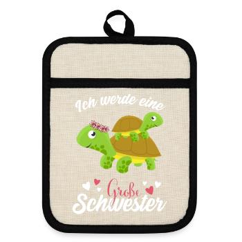 Großer Schwester Schildkröte 2021 - Topflappen mit Gummirückseite - Leinen/Schwarz  - Vorne
